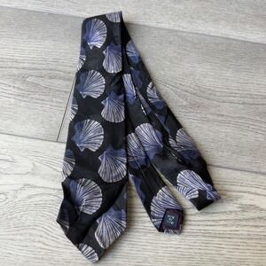 Polo Ralph Lauren Sea Shell Tie Silk Vintage | Black Purple | 3.25"W 56"L